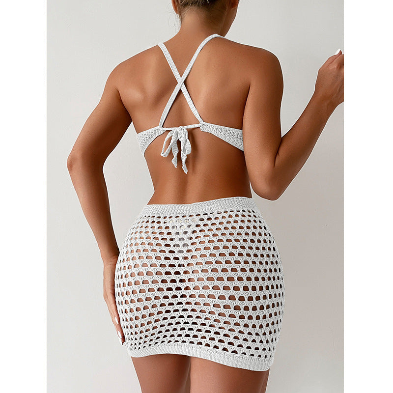Gestrickter Bikini-Überzug mit Häkel- und Cut-Outs für Damen (3 Farben)