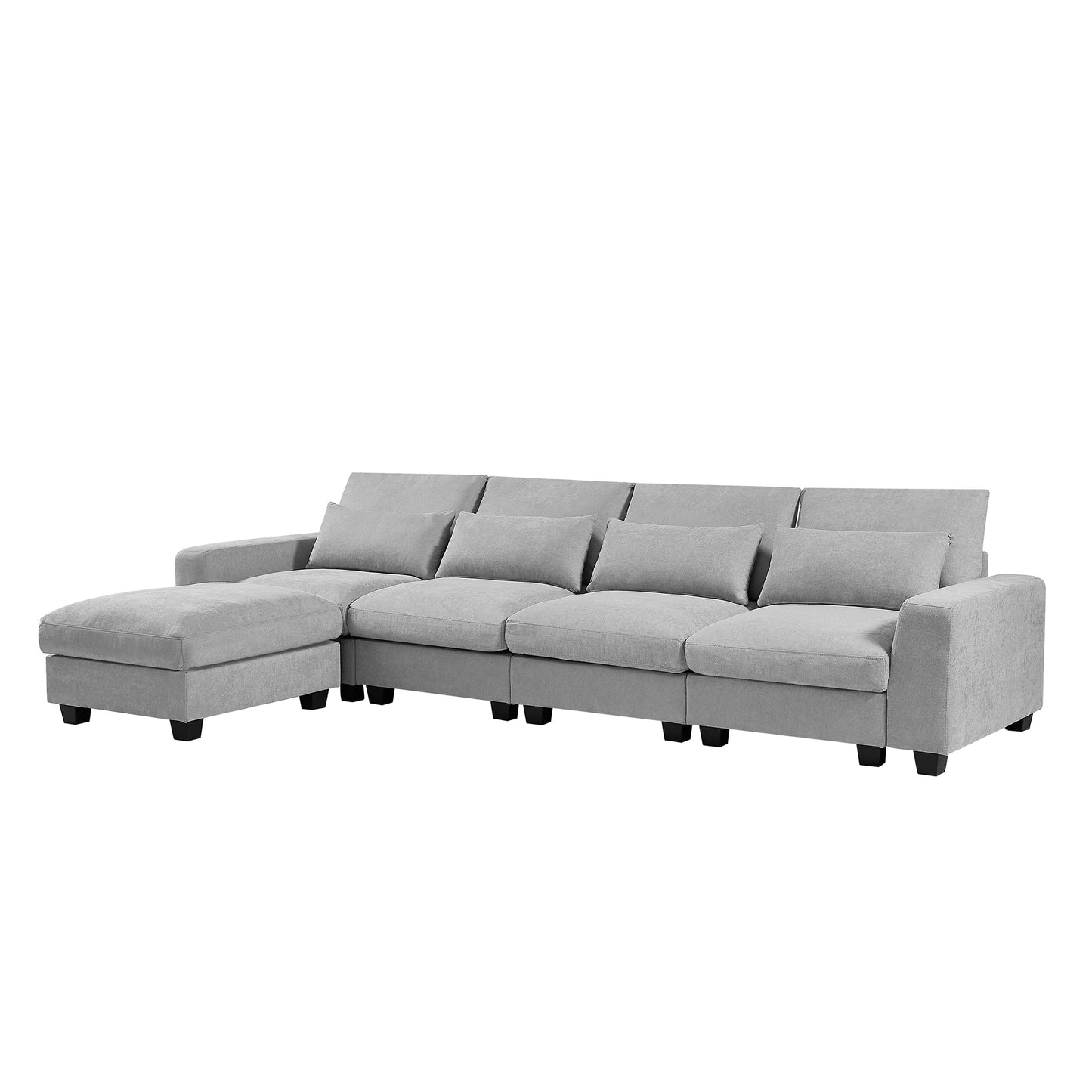 Light Grey Modern Large L-Shape Sectional Sofa, Convertible Sofa Couch with Reversible Chaise for Living Room