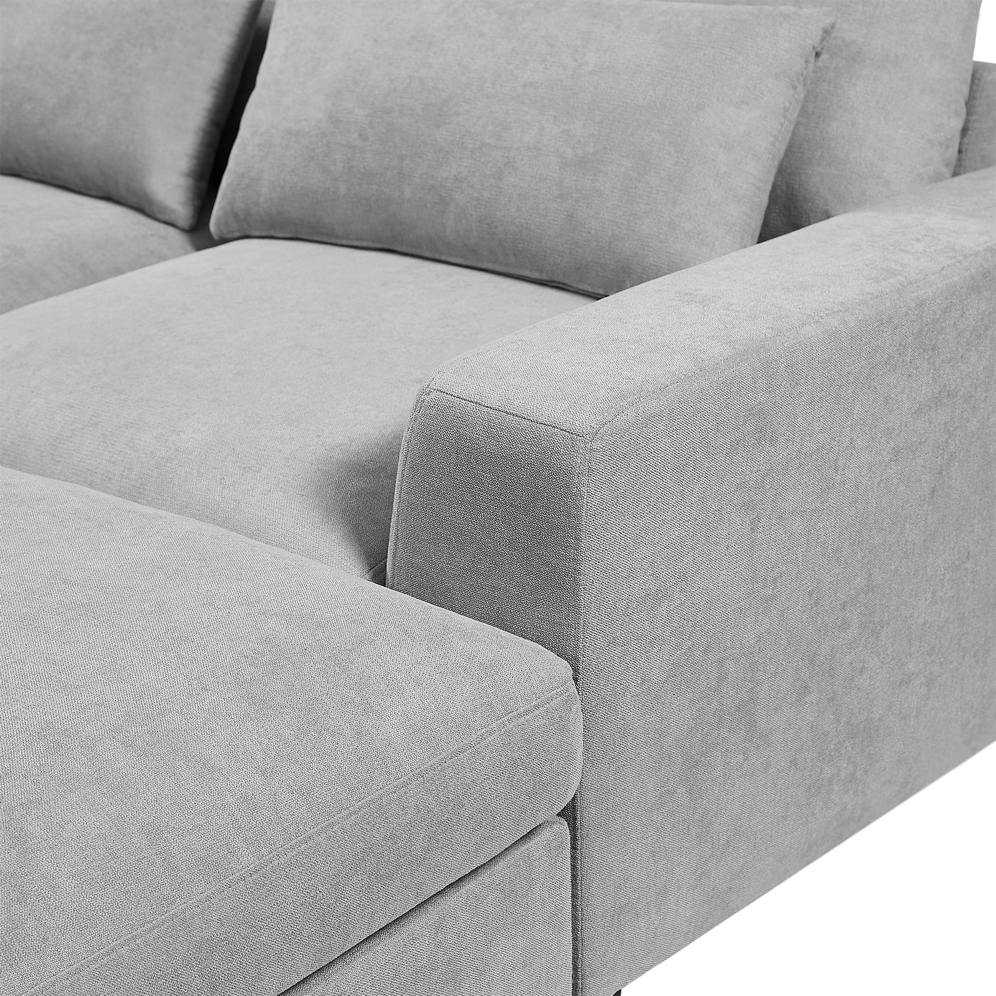 Light Grey Modern Large L-Shape Sectional Sofa, Convertible Sofa Couch with Reversible Chaise for Living Room