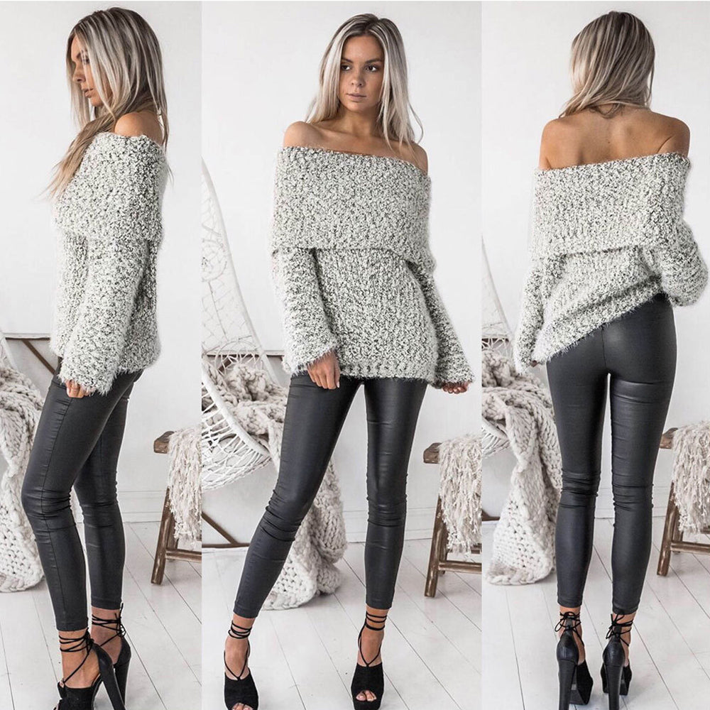 Knitted Off-Shoulder Sweater