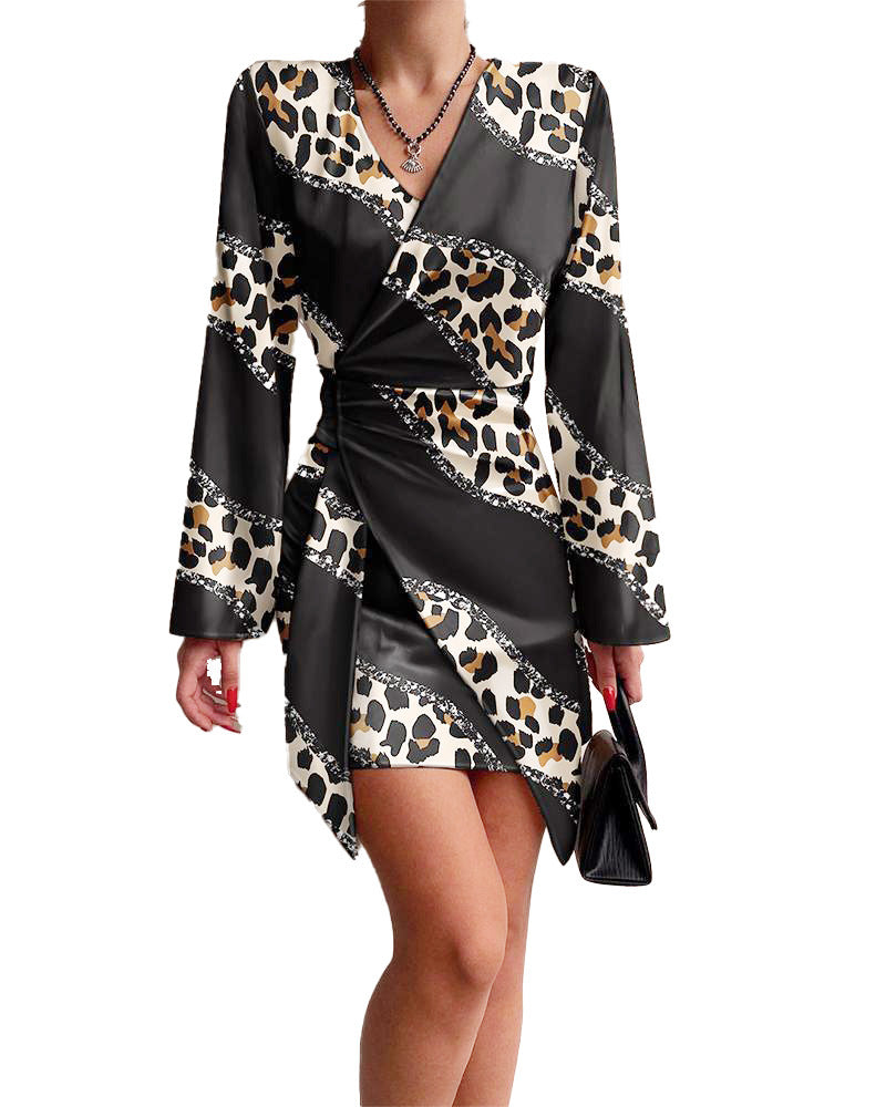 Vestido estampado de leopardo y negro para mujer