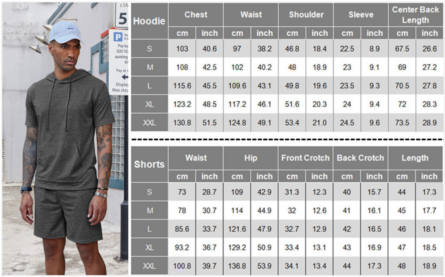 Sommer-Set aus Kapuzenhemd und Shorts für Herren (6 Farben)