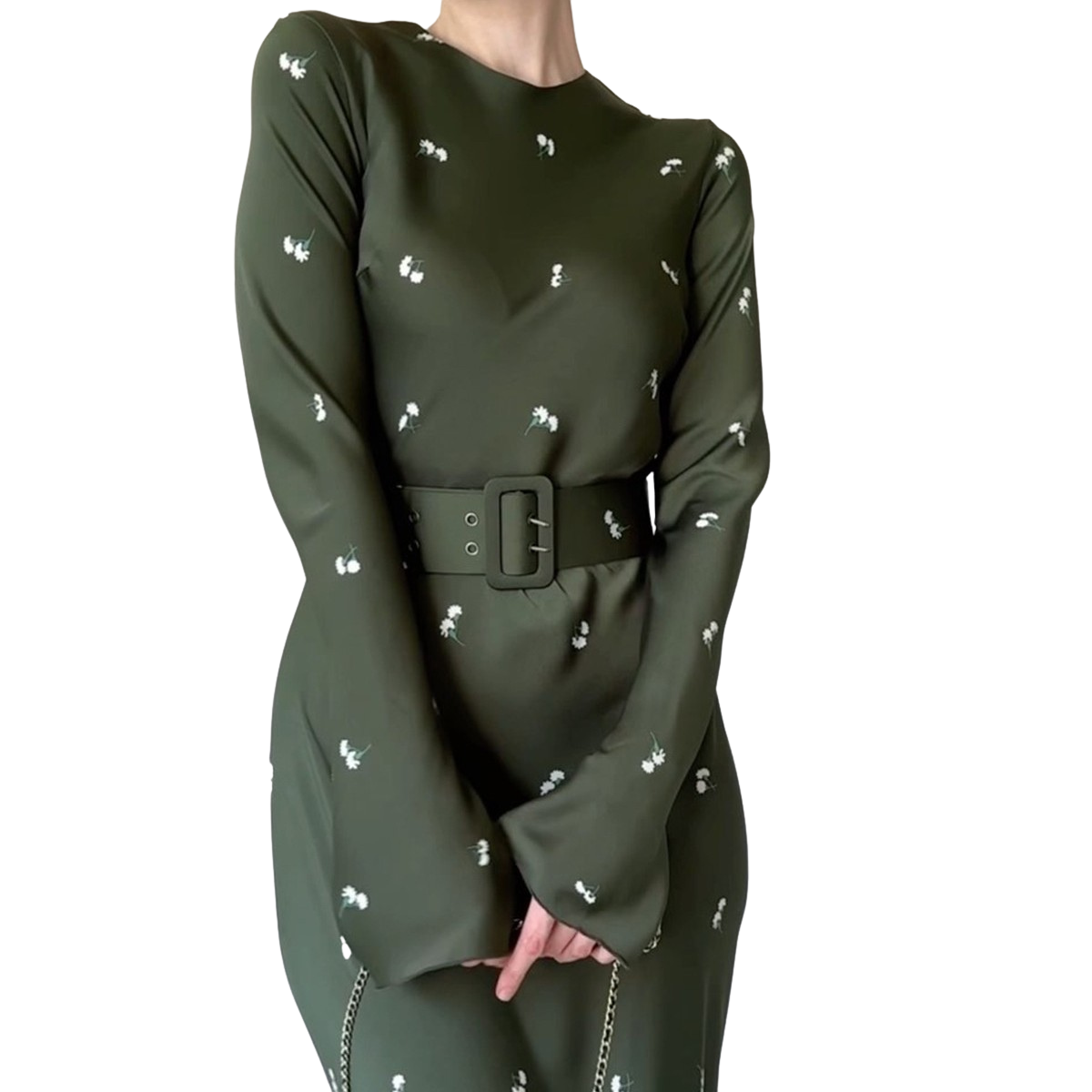 Grünes Göttinnen-Gürtelkleid