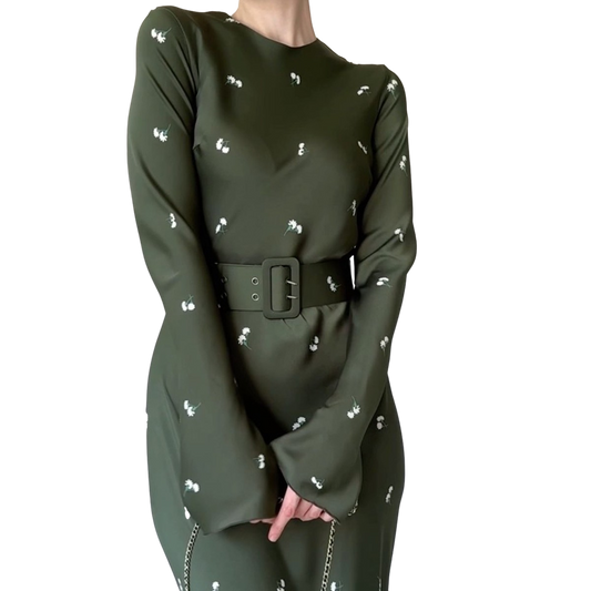 Green Goddess Belted Dress
