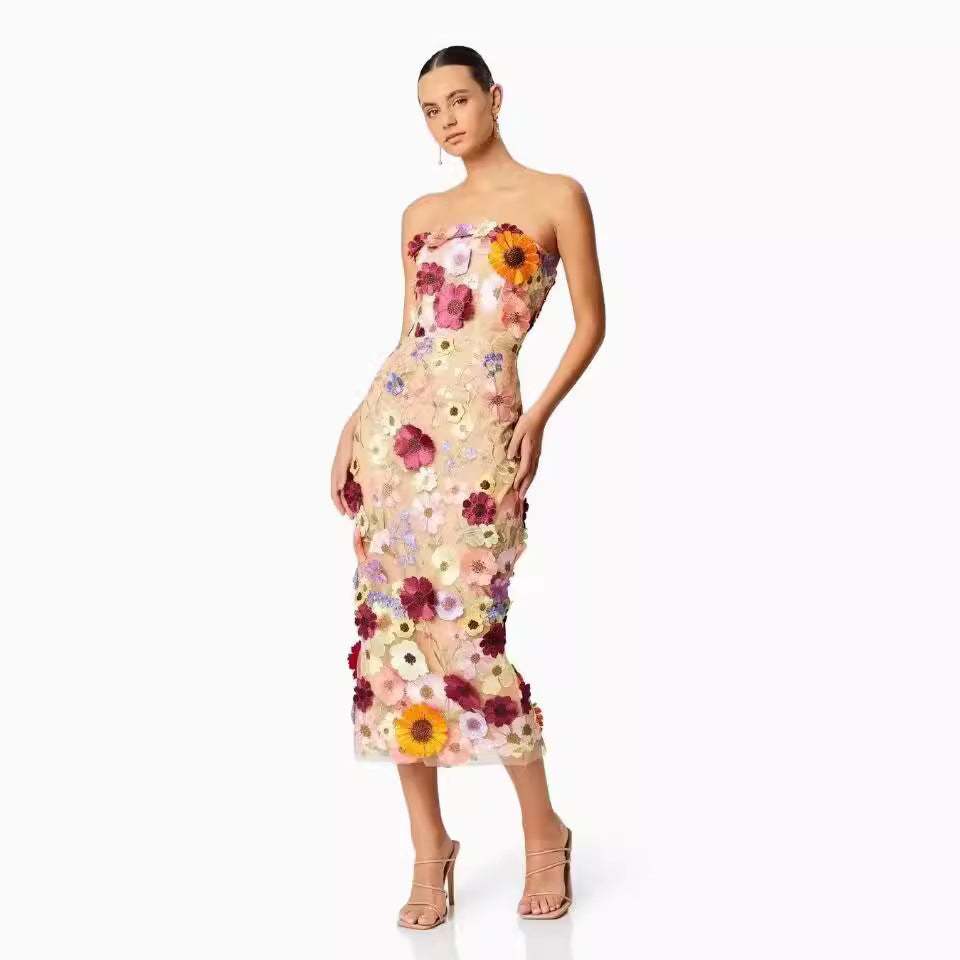 Embroidered Floral Sleeveless Dress (2 Colors)