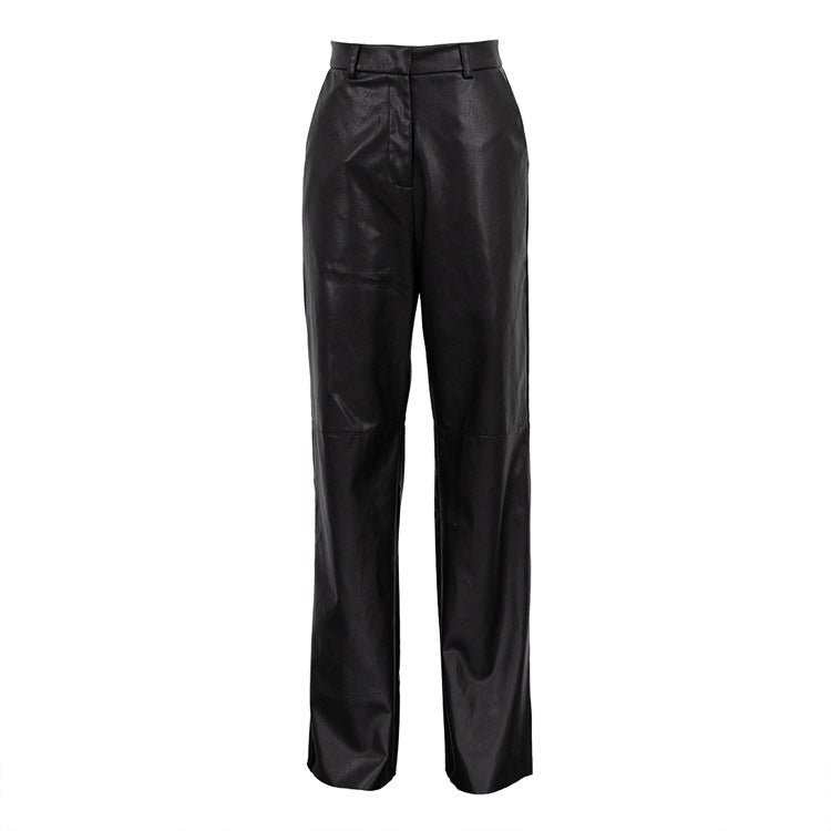 Pantalones de cuero de corte slim Poppin