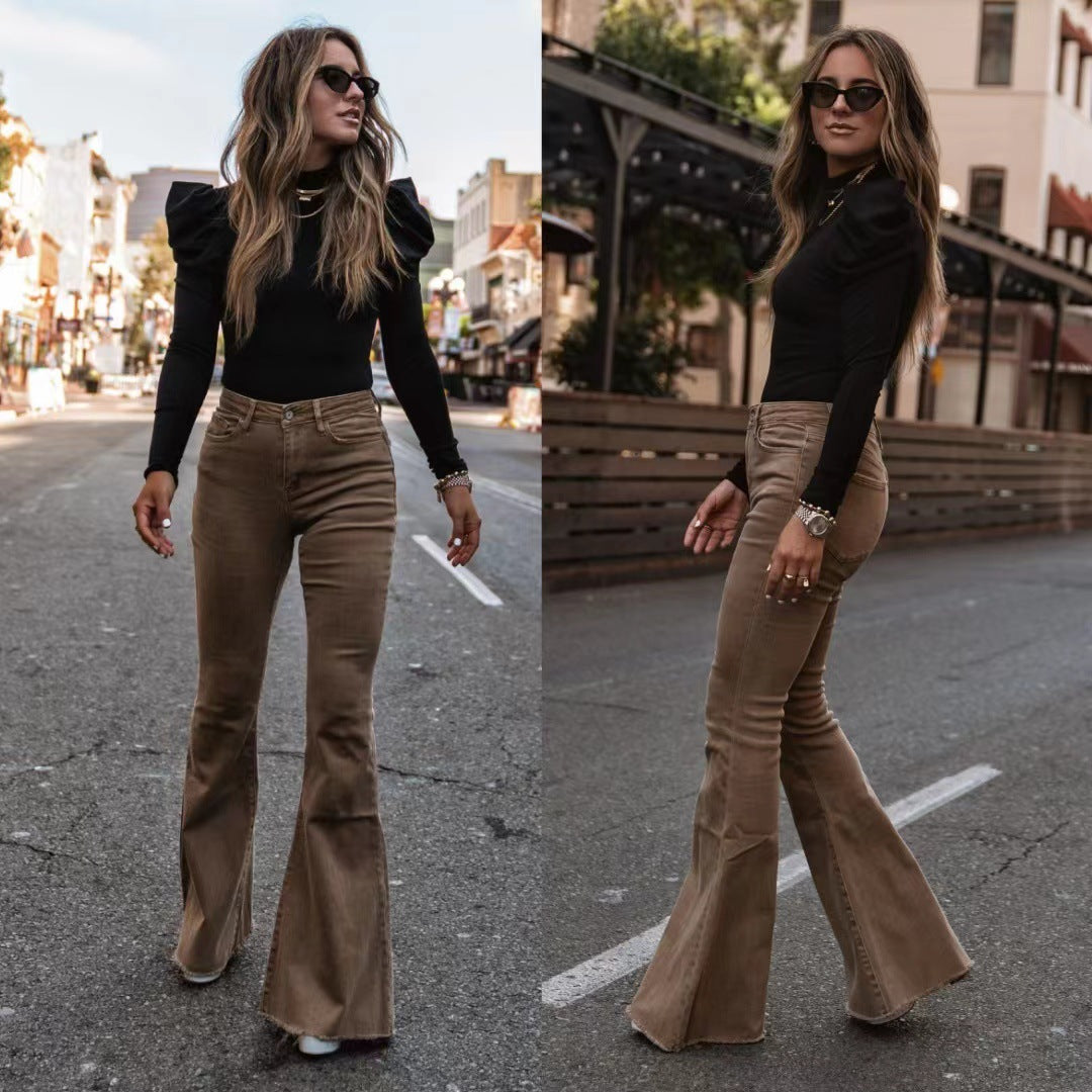 Corduroy Bell-Bottom Pants