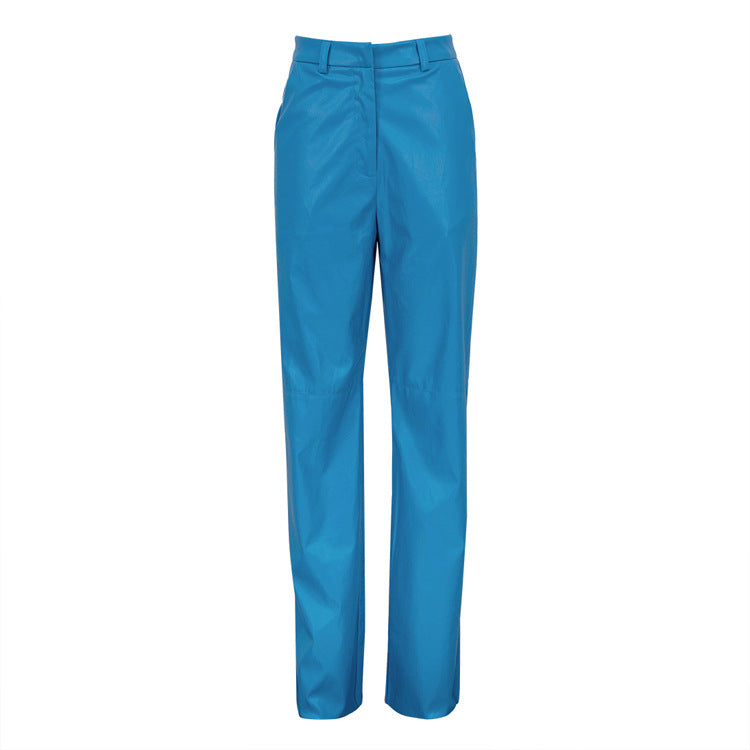 Pantalones de cuero de corte slim Poppin