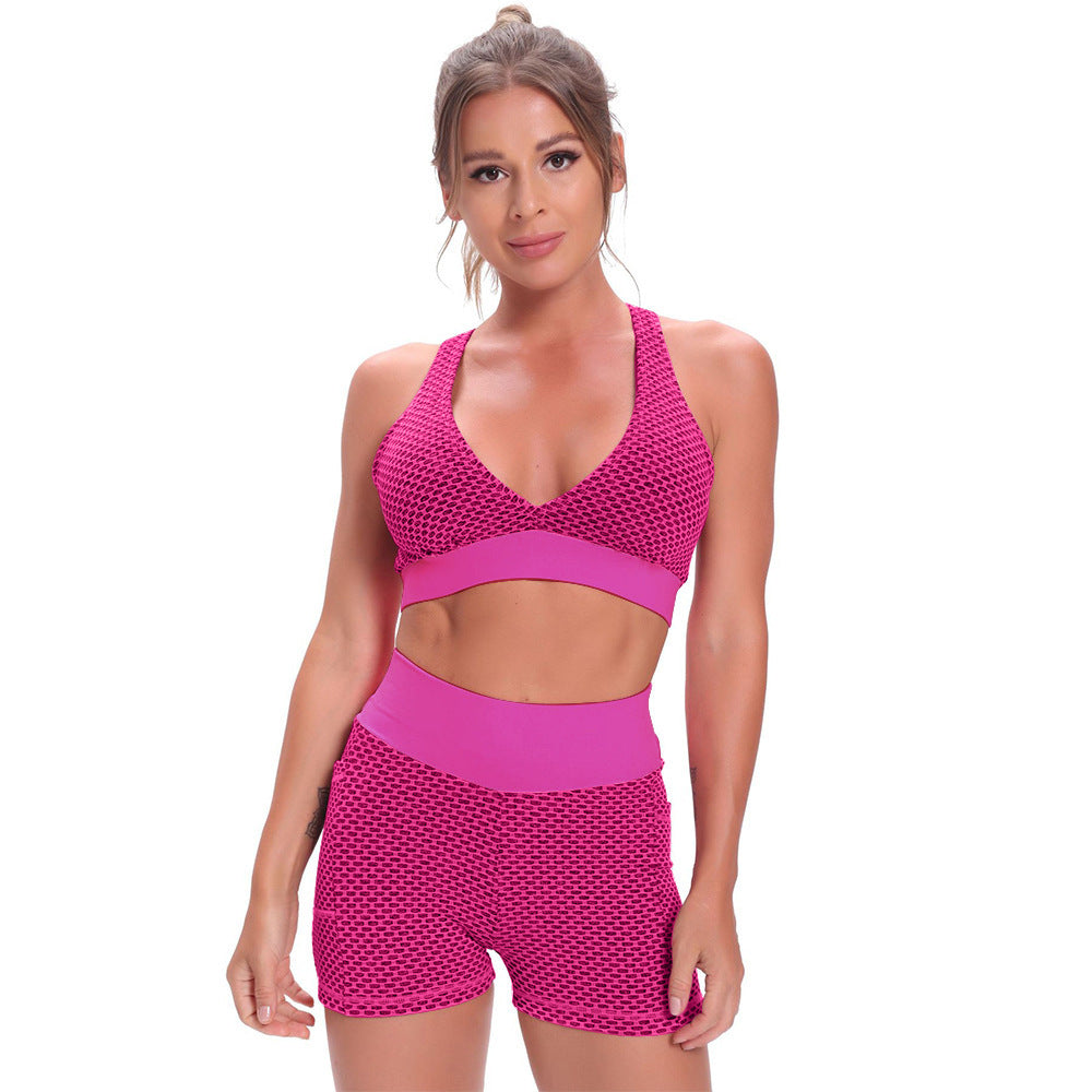 Traje de sujetador deportivo Peaches y pantalones cortos/pantalones opción separada