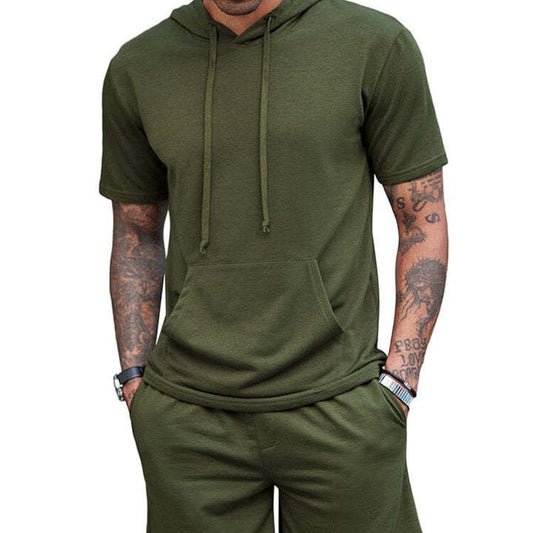 Men's Summer Hooded Shirt & Shorts Set (6 Colors)