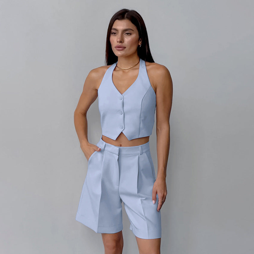 Wide Leg Shorts Two-piece Set (2 Colors)
