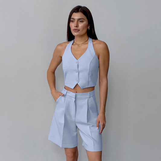 Wide Leg Shorts Two-piece Set (2 Colors)