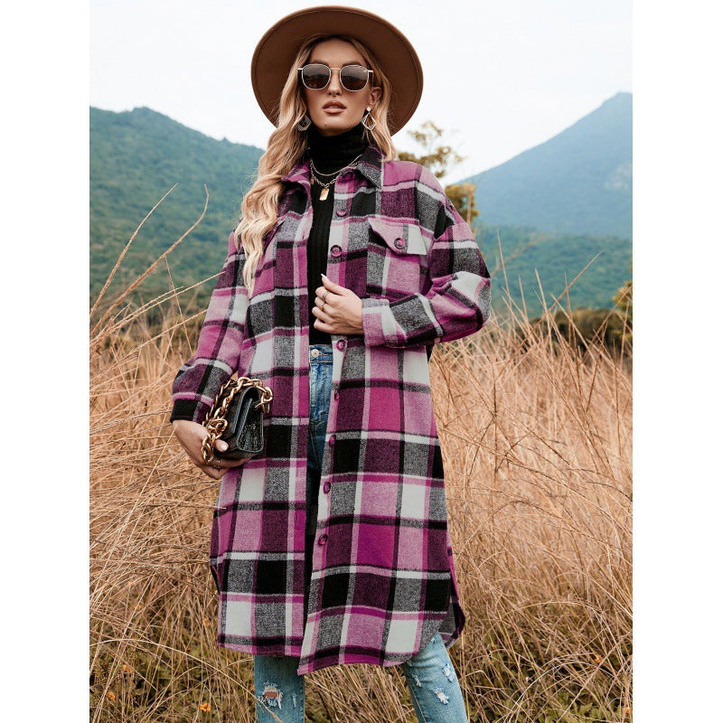 Chaqueta con botones hasta la rodilla a cuadros