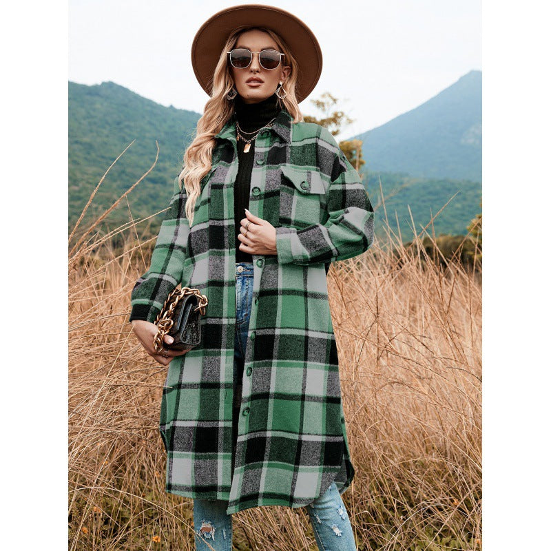 Chaqueta con botones hasta la rodilla a cuadros