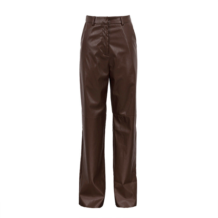 Pantalones de cuero de corte slim Poppin
