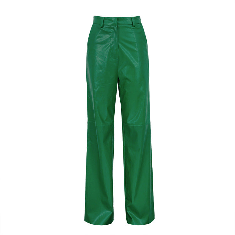 Pantalones de cuero de corte slim Poppin