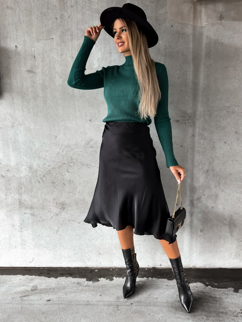 Mock Neck Ribbed Sweater