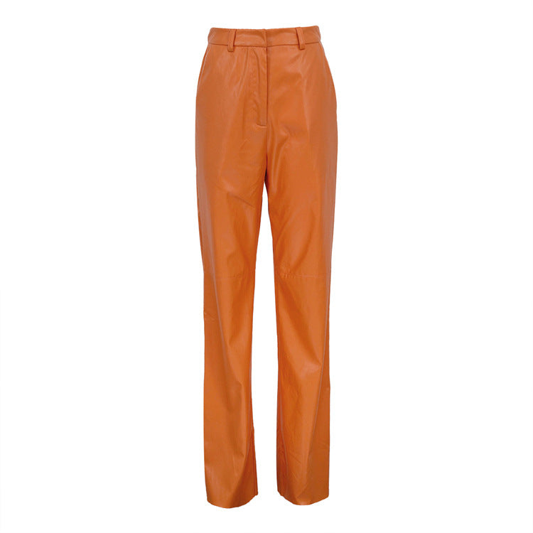Pantalones de cuero de corte slim Poppin