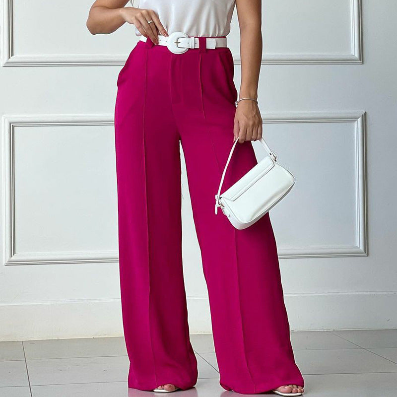 Pantalones casuales plisados de pierna ancha