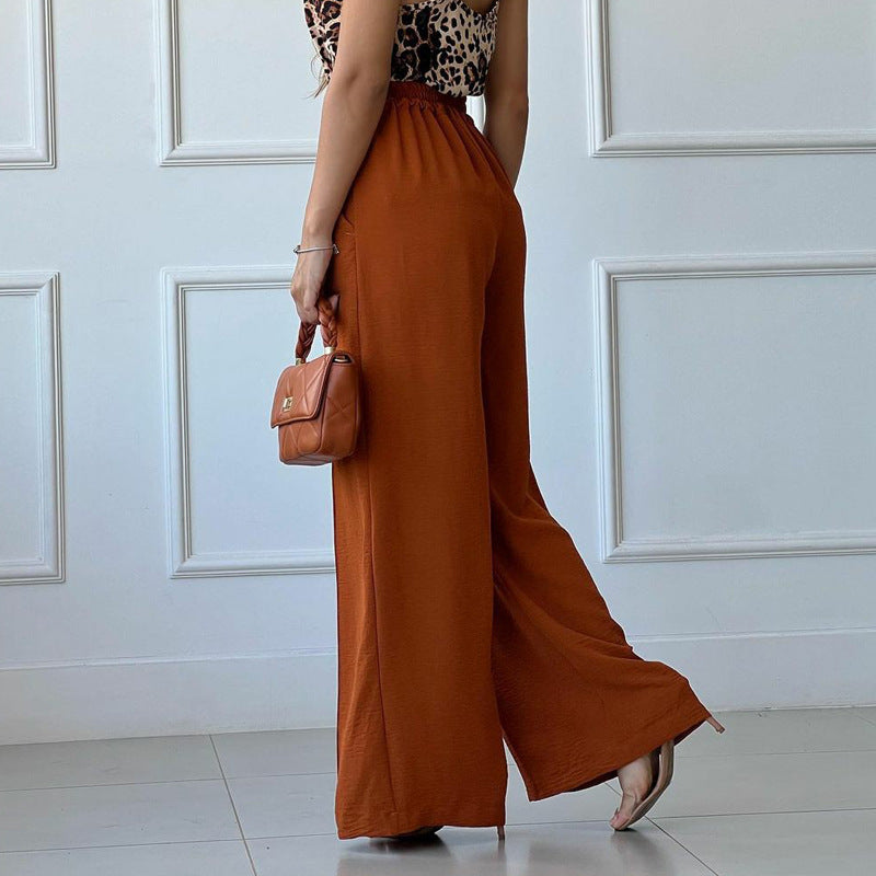 Pantalones casuales plisados de pierna ancha