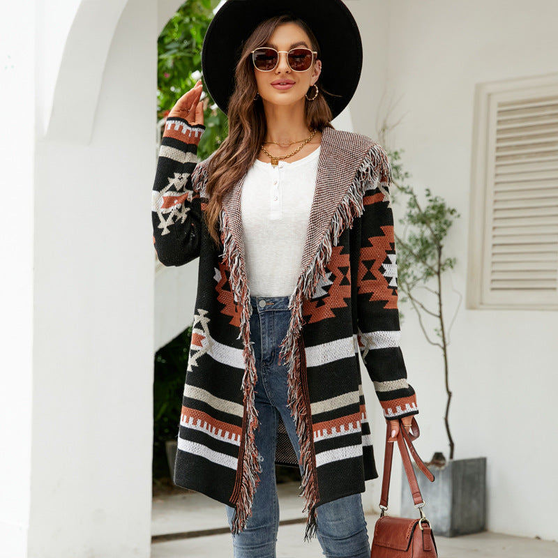 Navajo Tassel Cardigan Sweater