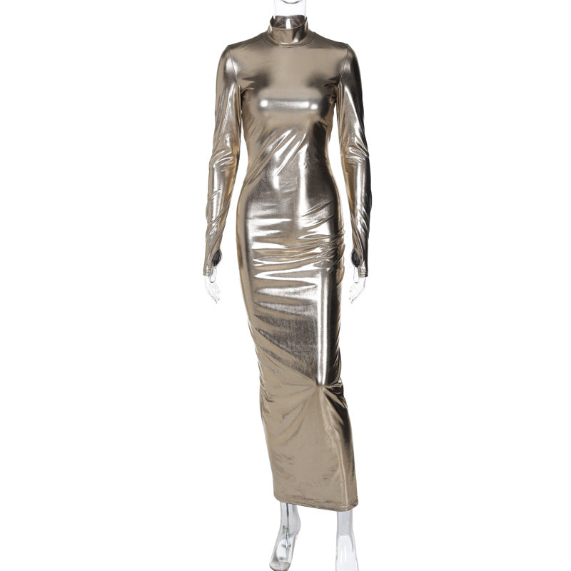 Bae Backless Metallic Long Sleeve Dress (3 Colors)