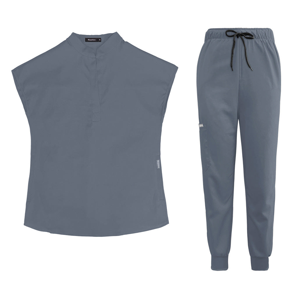 Conjunto médico estilo jogger con cuello mandarín