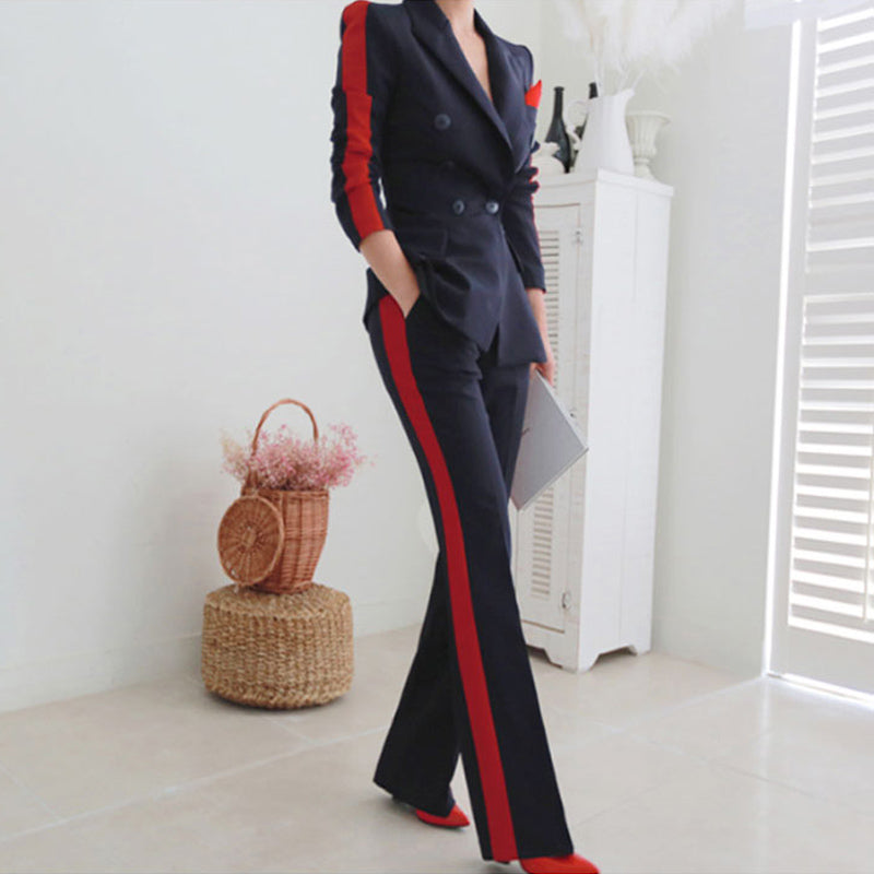 Traje cruzado profesional a rayas rojas Race