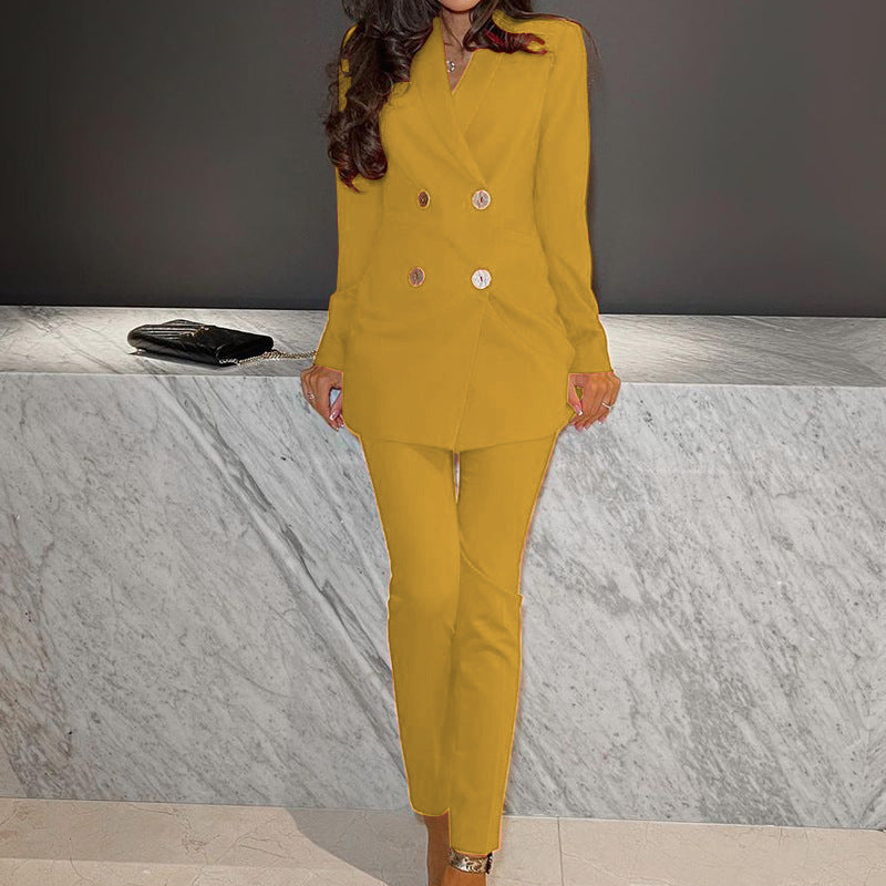 Traje de dos piezas de color liso para mujer