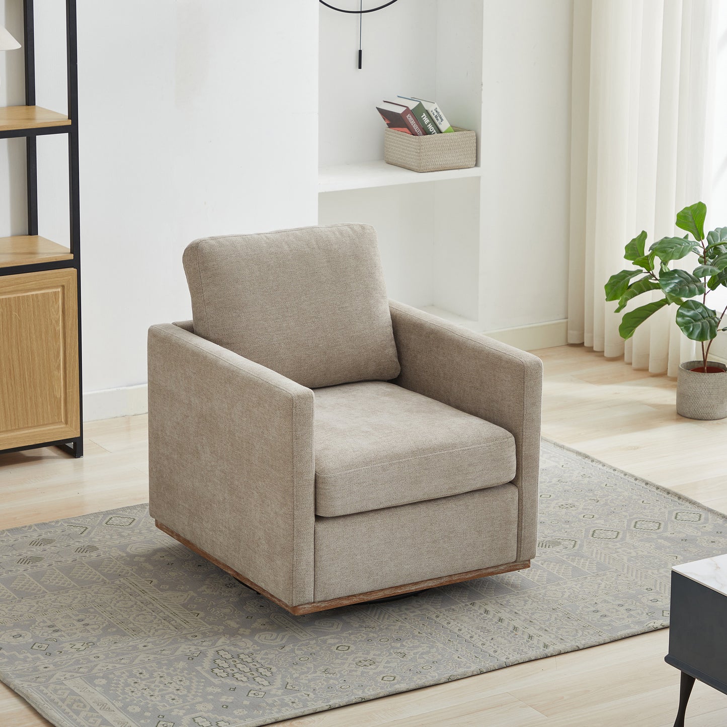 Taupe 360 Degree Rotating Square Upholstered Accent Chair - 30.7"W