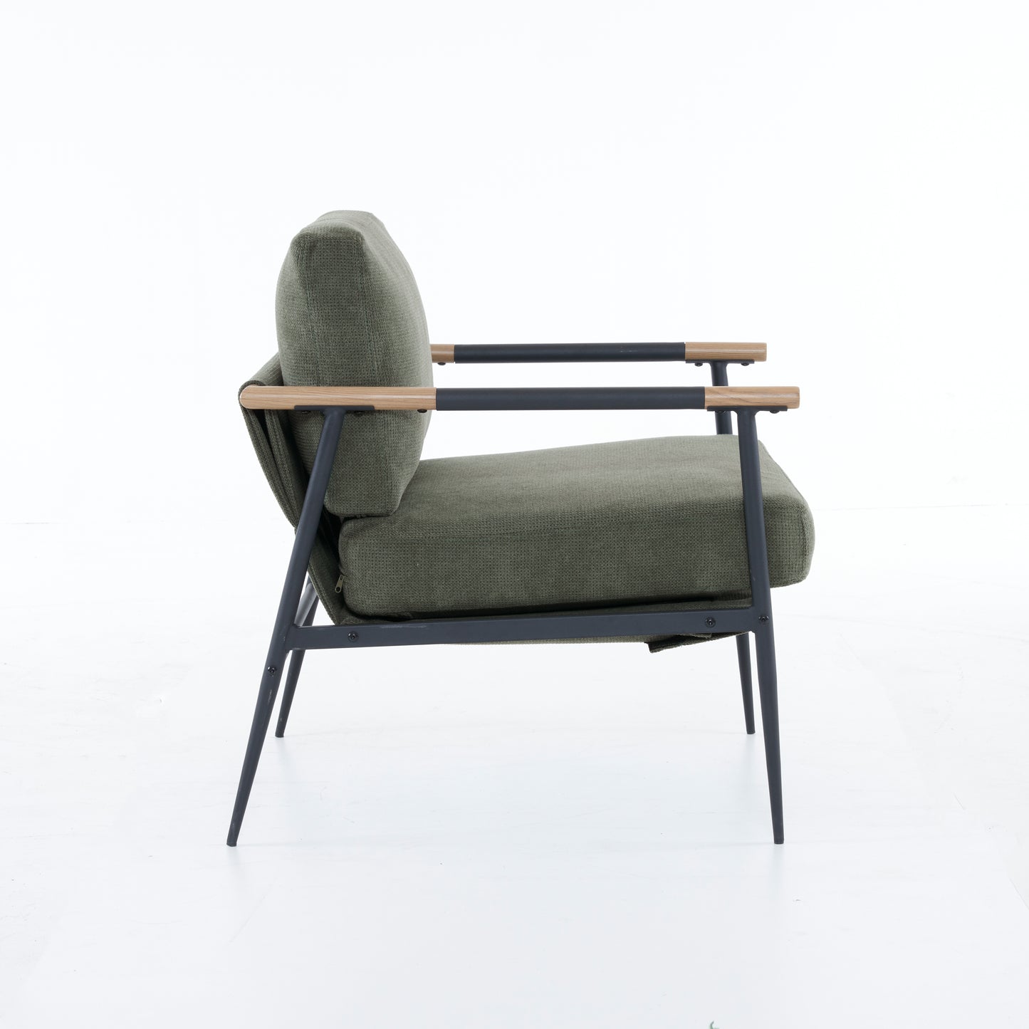 Moderner Mid-Century Loungesessel mit Stahlrahmen - Grün