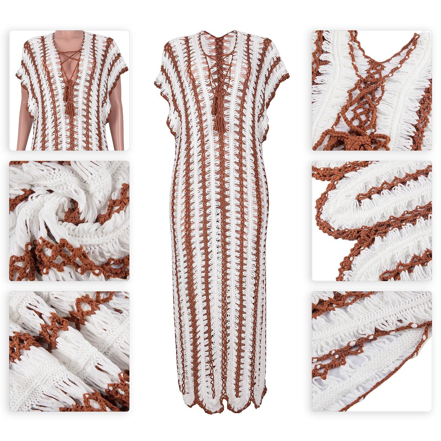 Strand-Bohemian-Häkelkleid zum Überziehen