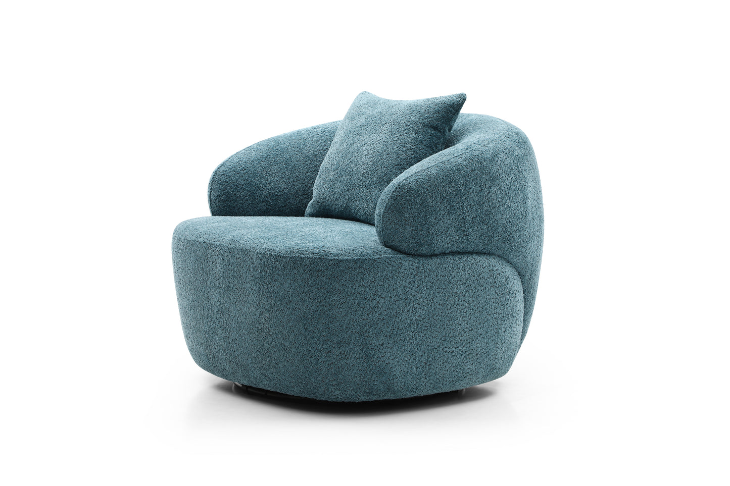 360° Swivel Barrel Mid-Century Modern Curved Chair, Boucle Blue