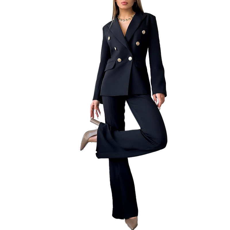 Traje de pantalón acampanado con cremallera para mujer