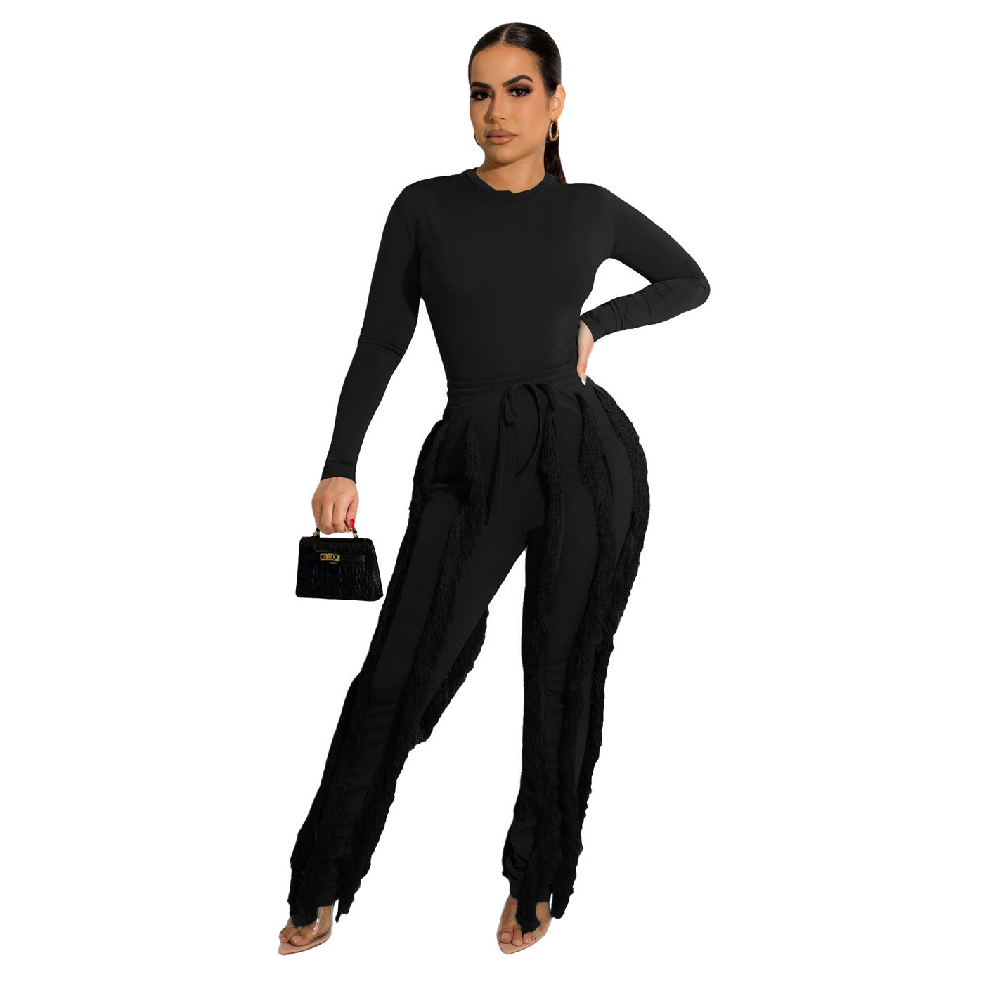 Tassel Two-piece Pants Outfit (8 Colors)