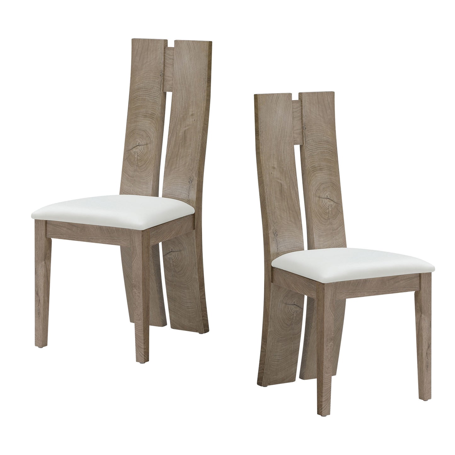 Esszimmerstuhl 2er Set PU Leder gepolstert Sitzkissen Holz hohe Rückenlehne