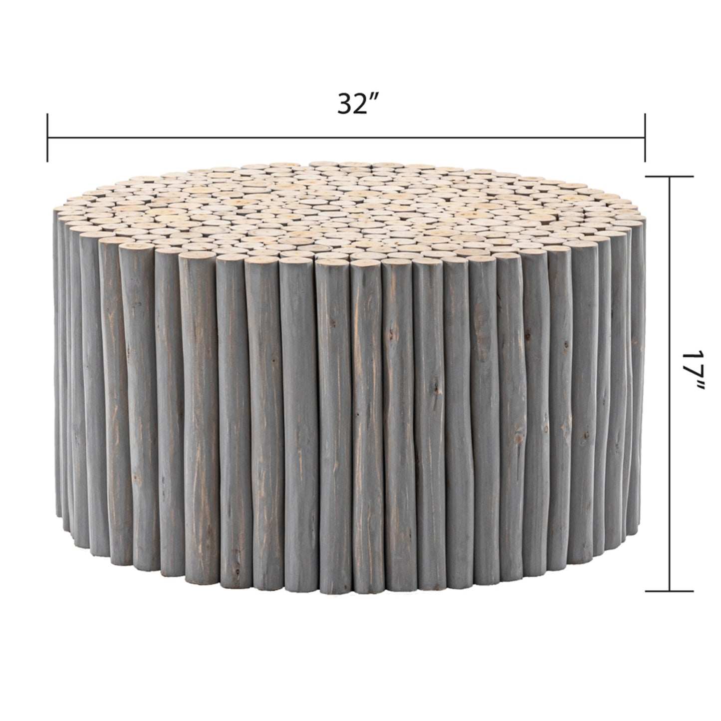 Grey Weathered Wood Branch Coffee Table