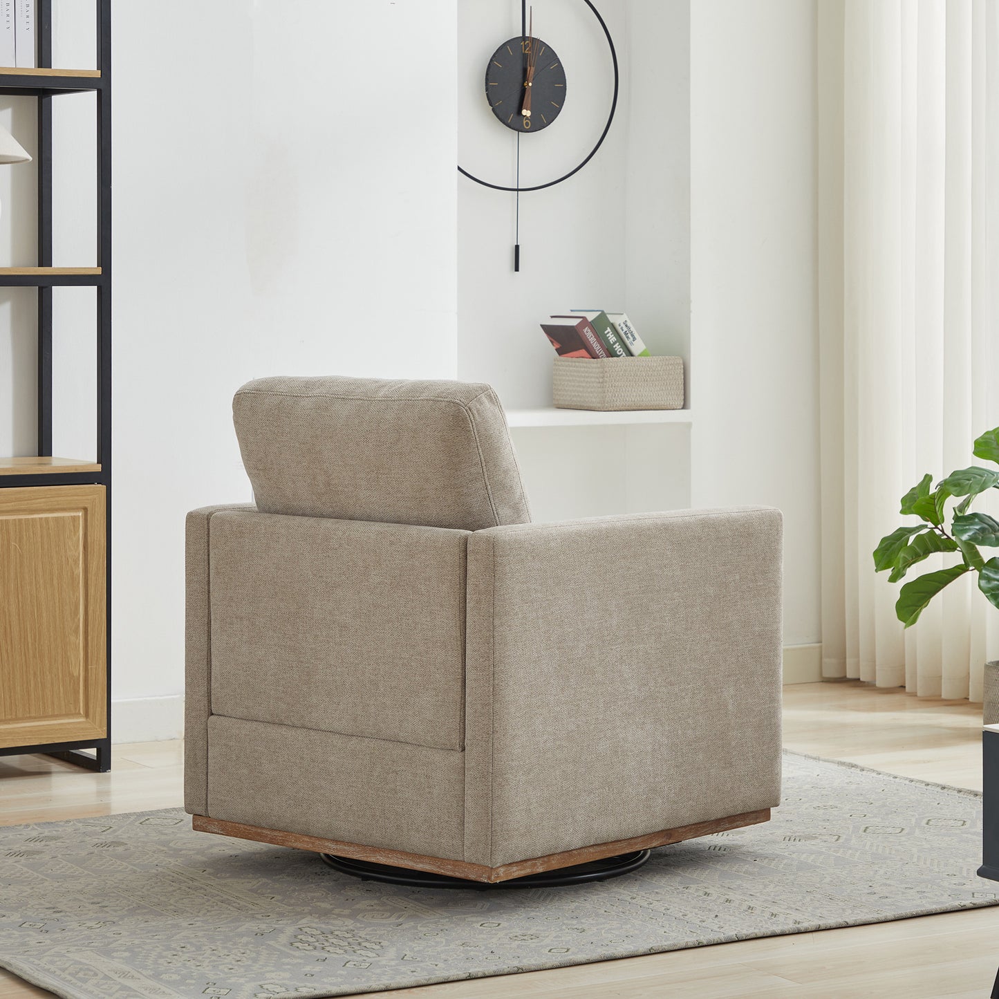 Taupe 360 Degree Rotating Square Upholstered Accent Chair - 30.7"W