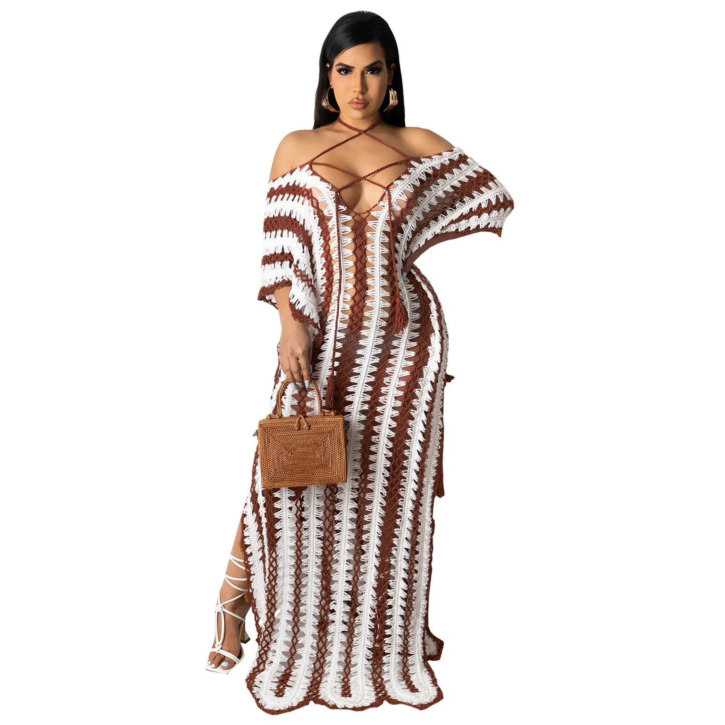 Strand-Bohemian-Häkelkleid zum Überziehen
