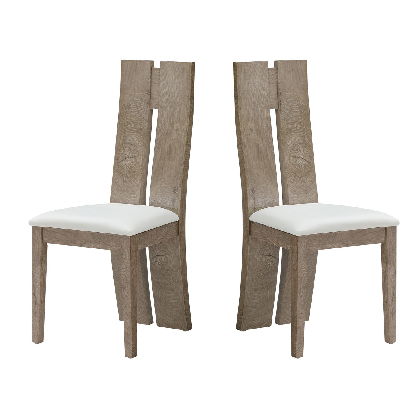 Esszimmerstuhl 2er Set PU Leder gepolstert Sitzkissen Holz hohe Rückenlehne