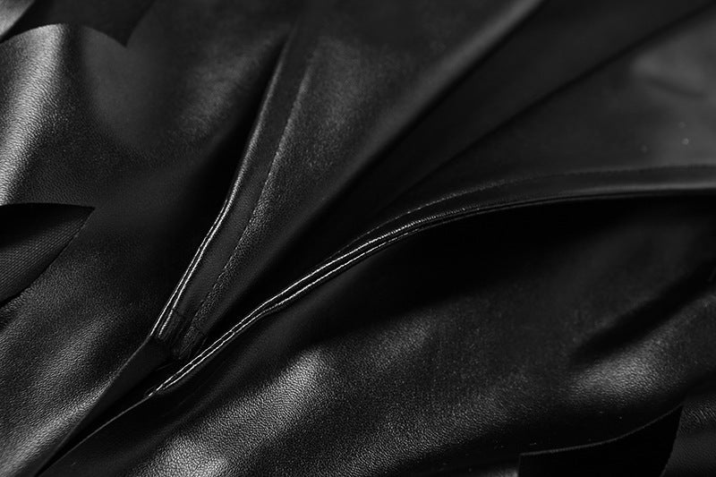 Women's Faux Leather Infinity & Fray Fashion Trench Coat