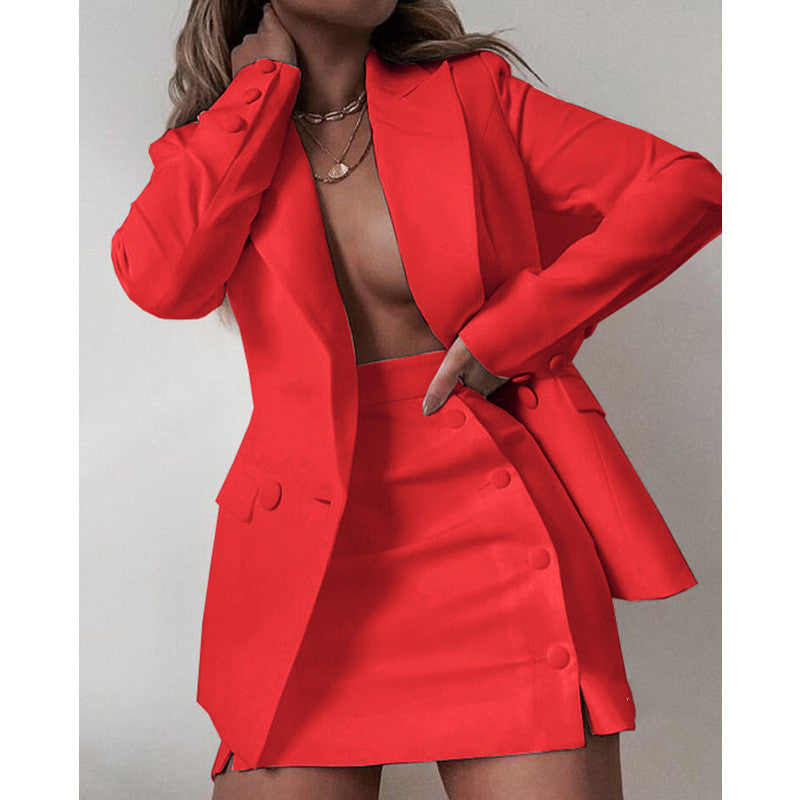 Two-piece Bright Lapel Skirt Suit