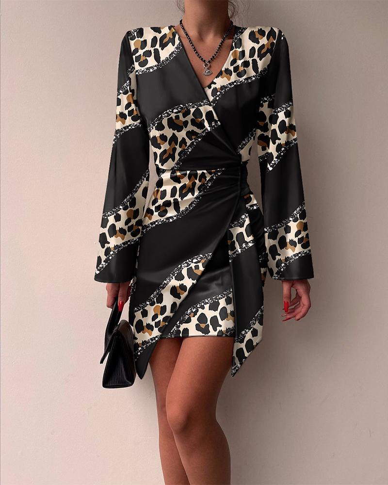 Vestido estampado de leopardo y negro para mujer