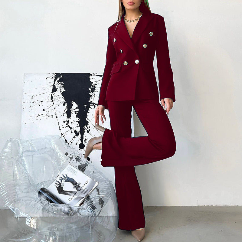 Traje de pantalón acampanado con cremallera para mujer