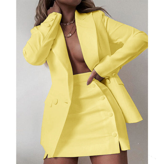 Two-piece Bright Lapel Skirt Suit