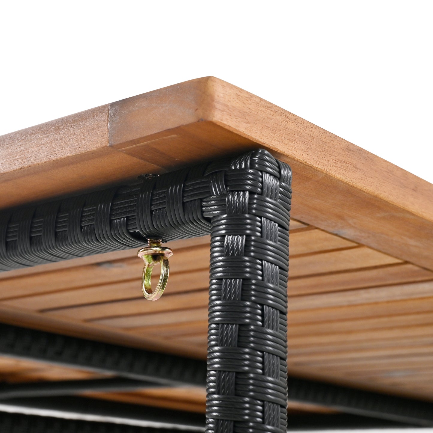 10-teiliger Outdoor-Bartisch aus Akazienholz mit acht gepolsterten Hockern, braun