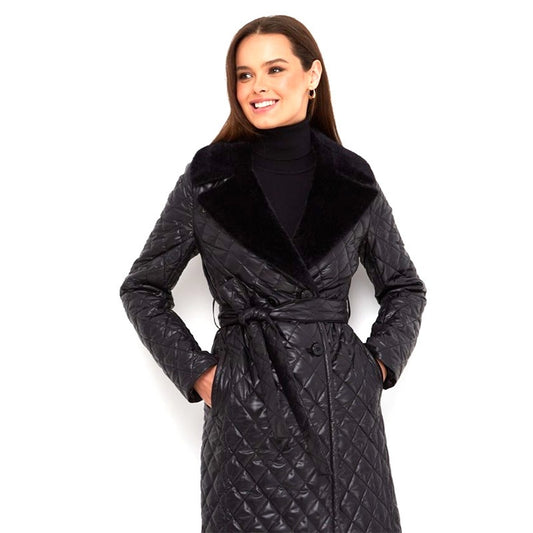 Women's Quilted Fleece Lapel Coat Jacket