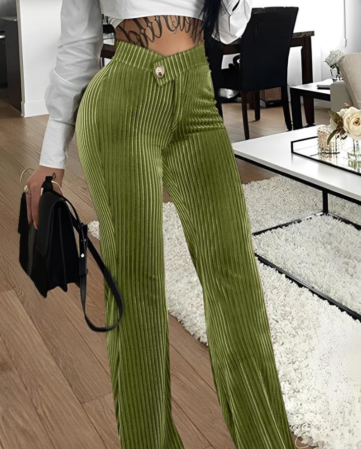 Fashion Gold Velvet Striped Women's Pants (4 Colors)