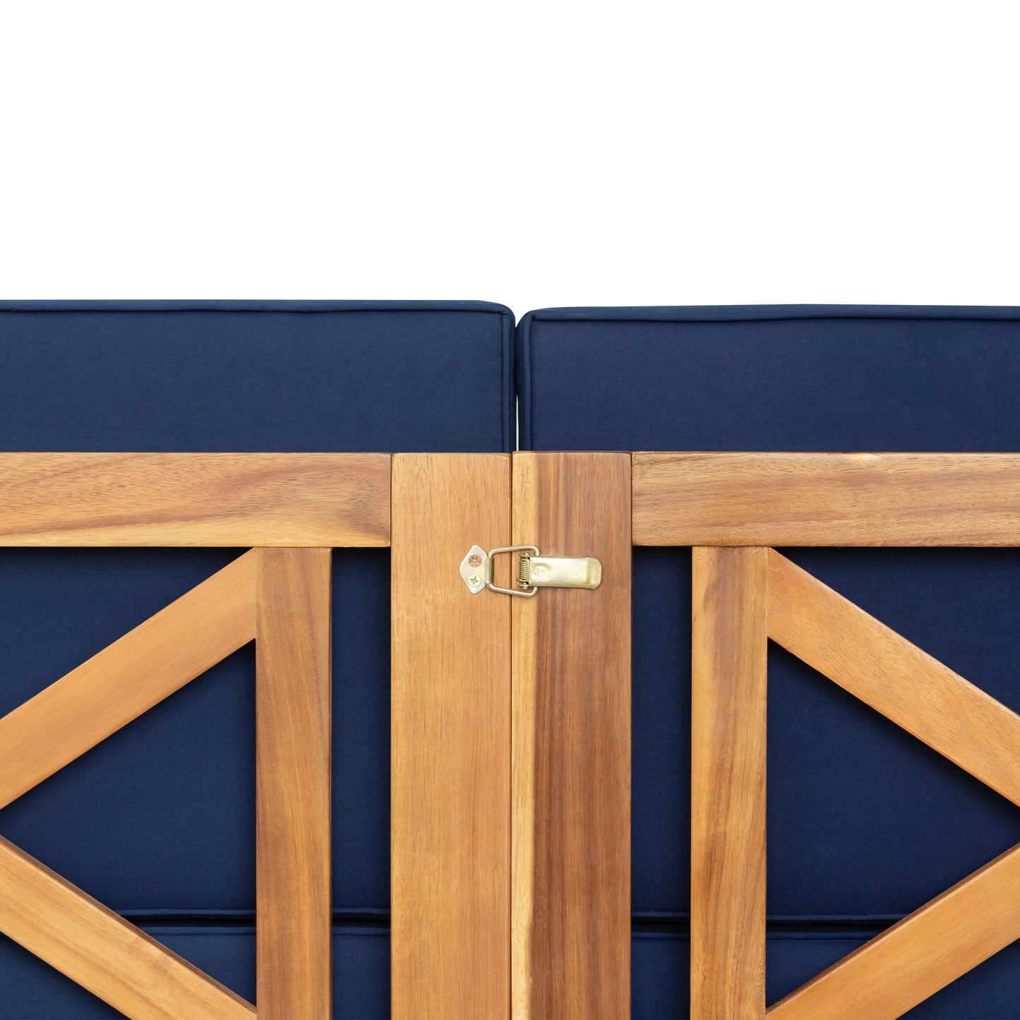 5-Piece Wood Outdoor Sectional Sofa Patio Set with Blue Cushions
