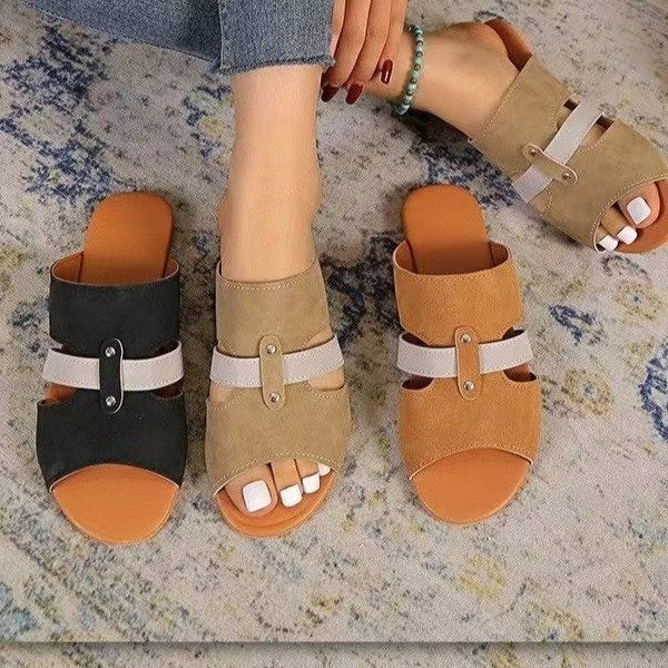 Anna Flat Color Block Sandals